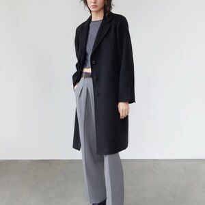 OAK + FORT Black CLASSIC FIT WOOL BLEND COAT in size XS-TP